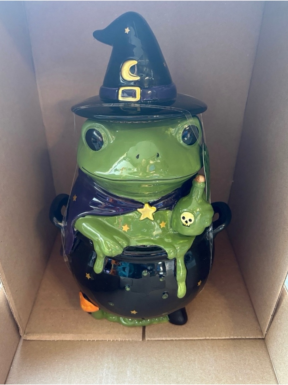 Green Witch Frog Ceramic Candy Jar - Home Accents